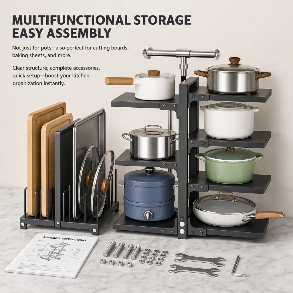 Adjustable Stainless Steel Kitchen Storage Rack