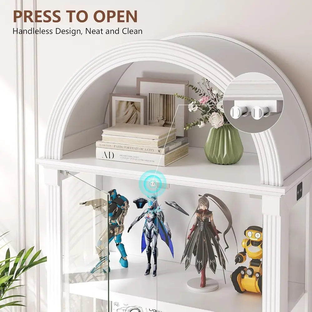 72" Tall Curio Cabinet with Human Sensor Lights, 4-Tier Display Case