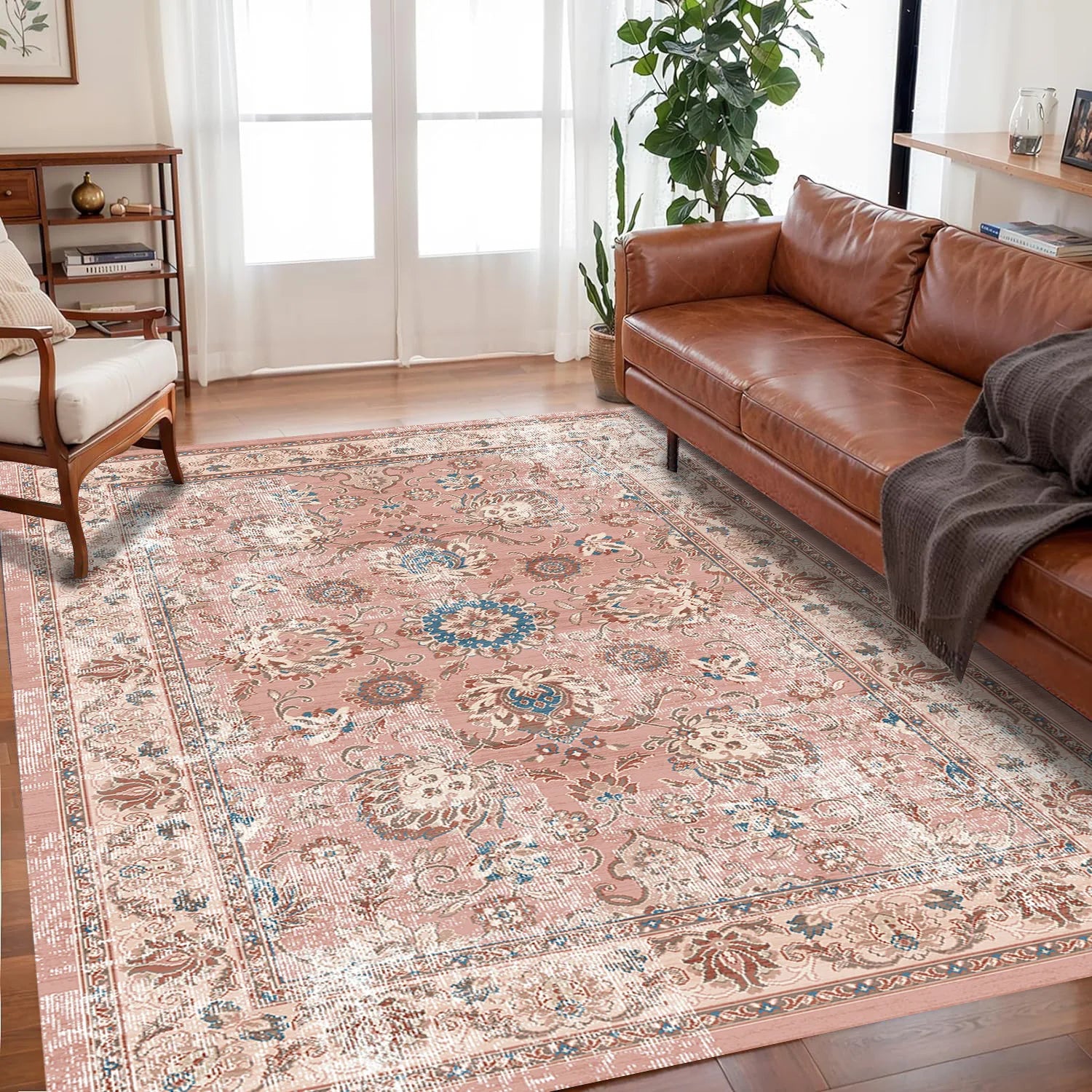 VIKAMA Bohemian Vintage Rug - Stain-Resistant and Easy-Care Floor Mat