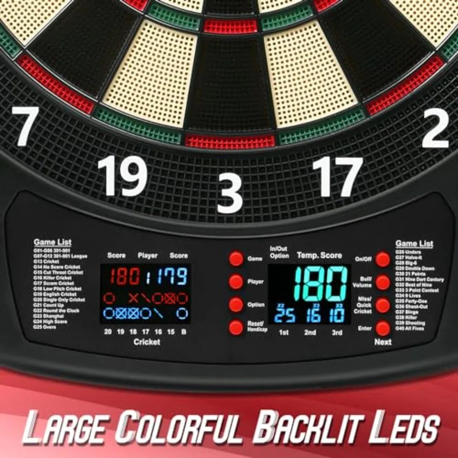 LED Light Electronic Dart Board with 6 Soft Tip Darts