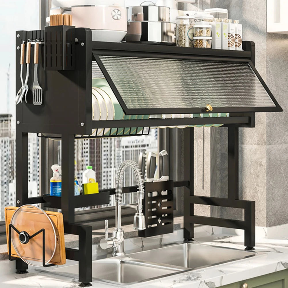 Multi-Functional Steel Kitchen Storage Rack with Cover