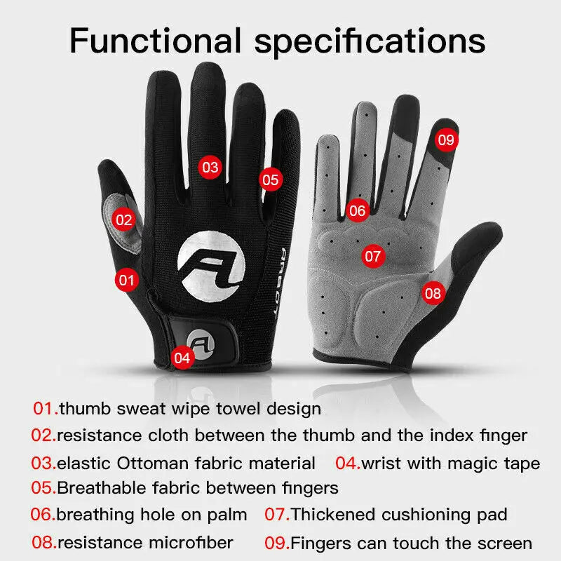 Unisex Cycling Gloves with Touchscreen MTB Padded Anti-Slip Grips