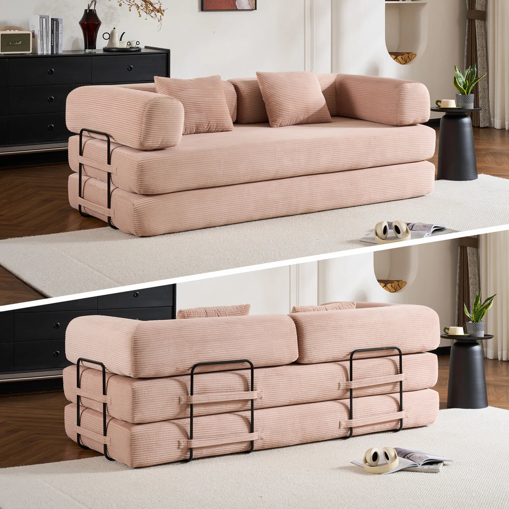 Oversized Corduroy Convertible Futon Bed and Loveseat for Small Spaces