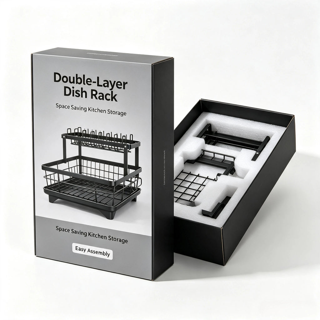 Countertop 1-Tier Black Multifunctional Metal Dish Rack