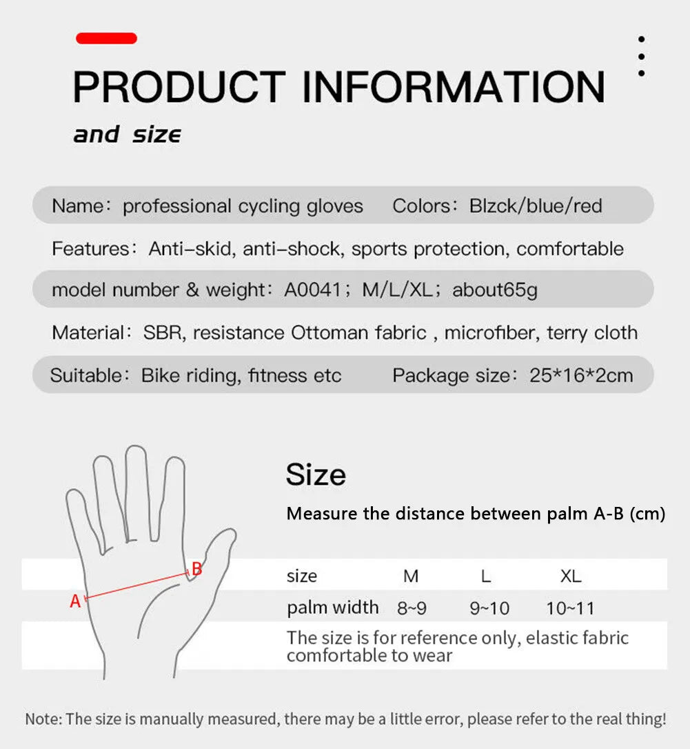 Unisex Cycling Gloves with Touchscreen MTB Padded Anti-Slip Grips