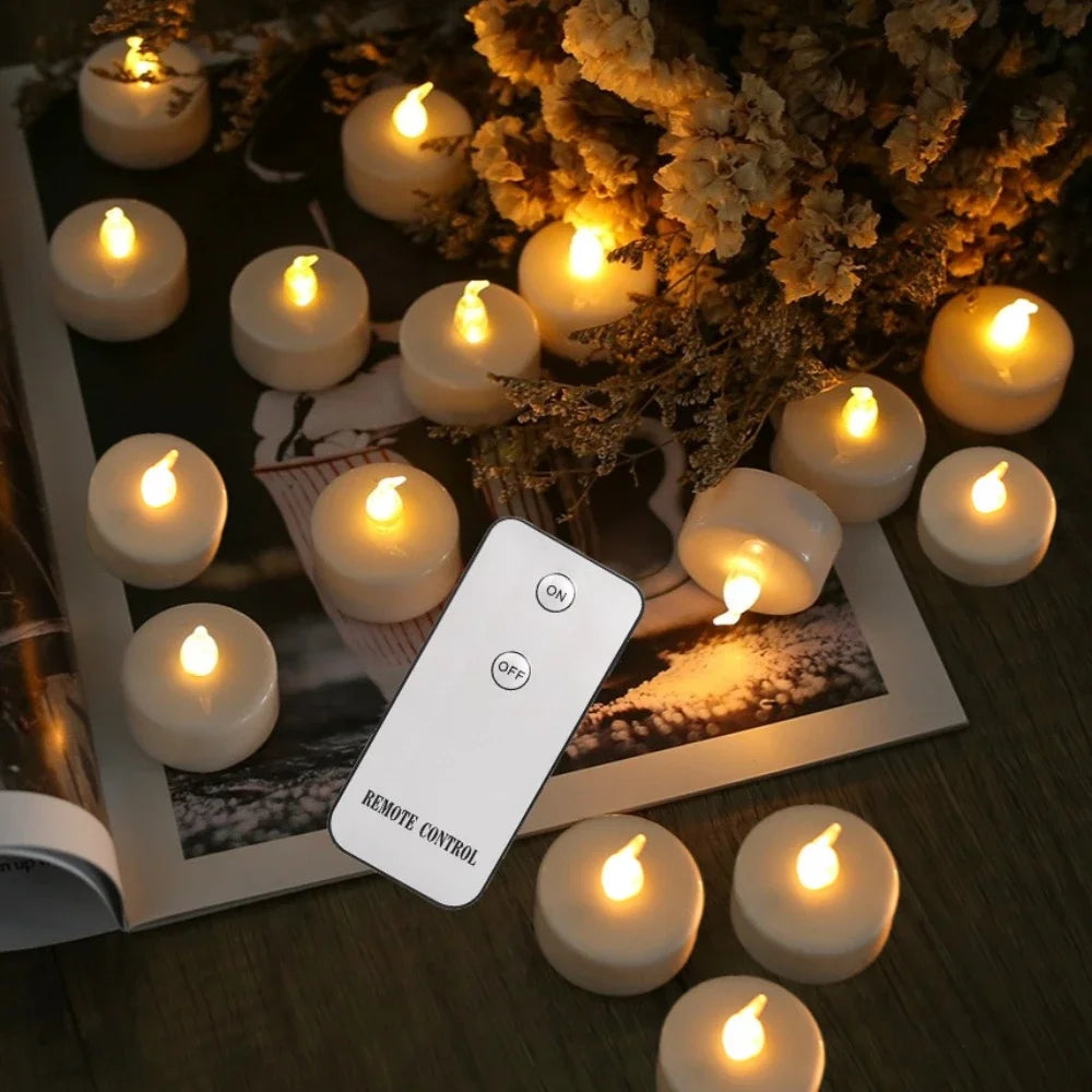 LED Tea Lights Candles Realistic Flickering Battery Operated