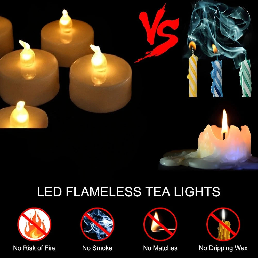 LED Tea Lights Candles Realistic Flickering Battery Operated