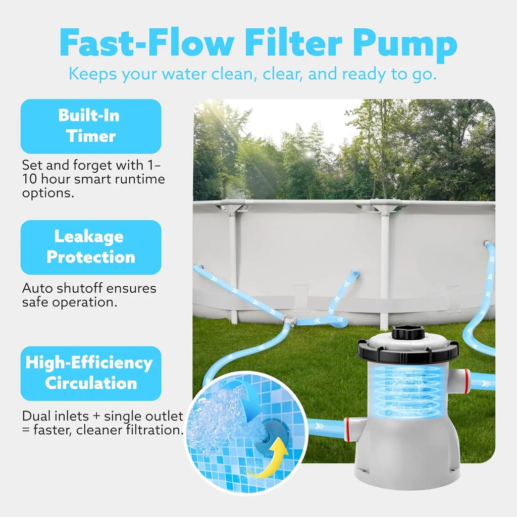 JOYFY Round Above Ground Pool with Filter Pump