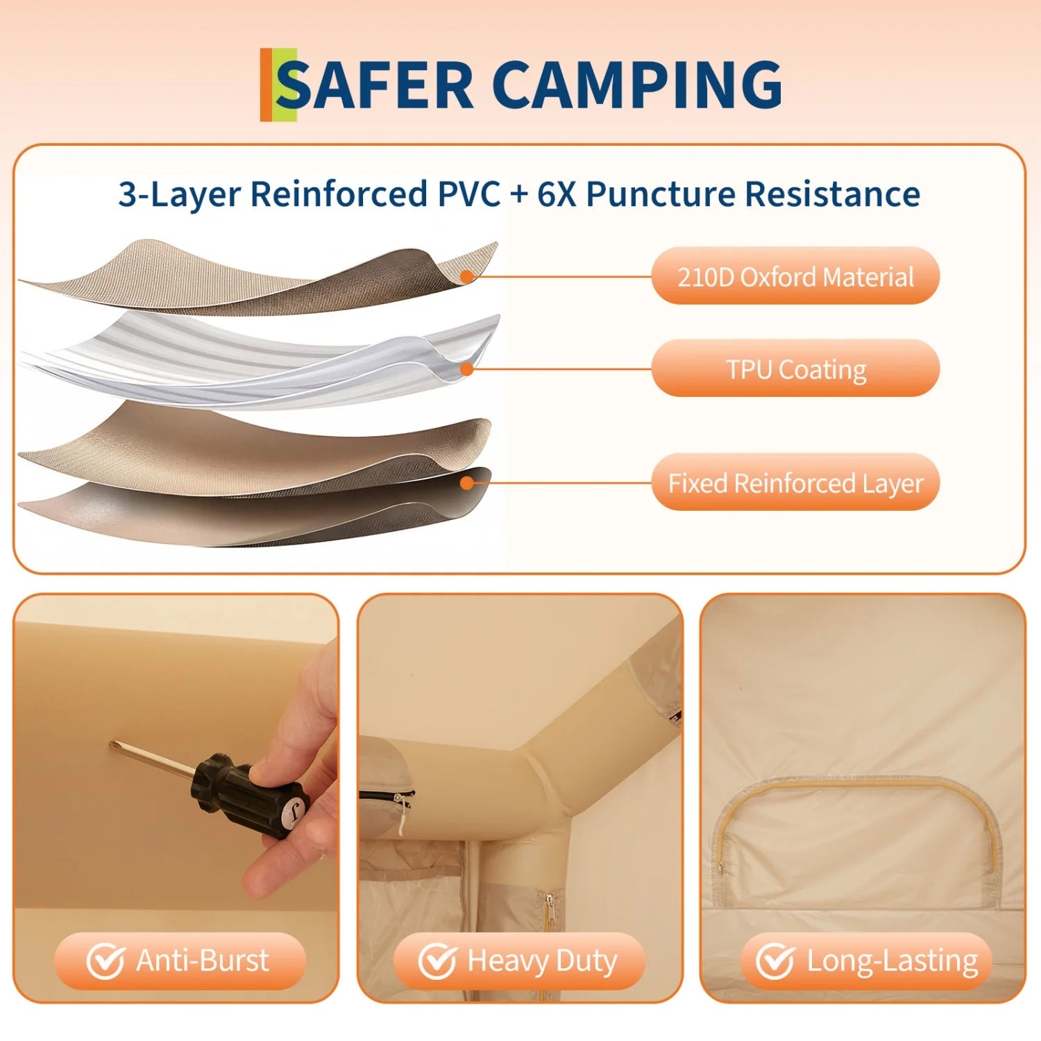 Quick Setup Inflatable Camping Tent for 6 People