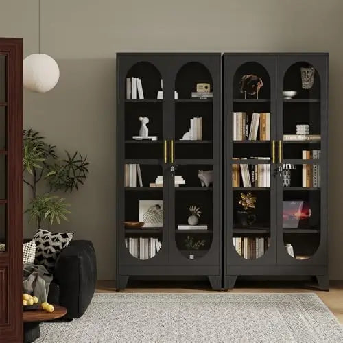 71" Curio  Cabinet with Glass Door with 4 Adjustable Shelves