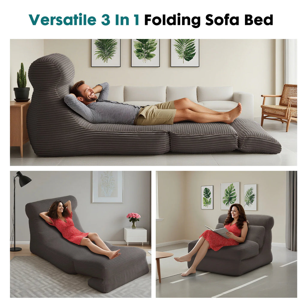 JHK Versatile Corduroy Folding Sofa Bed