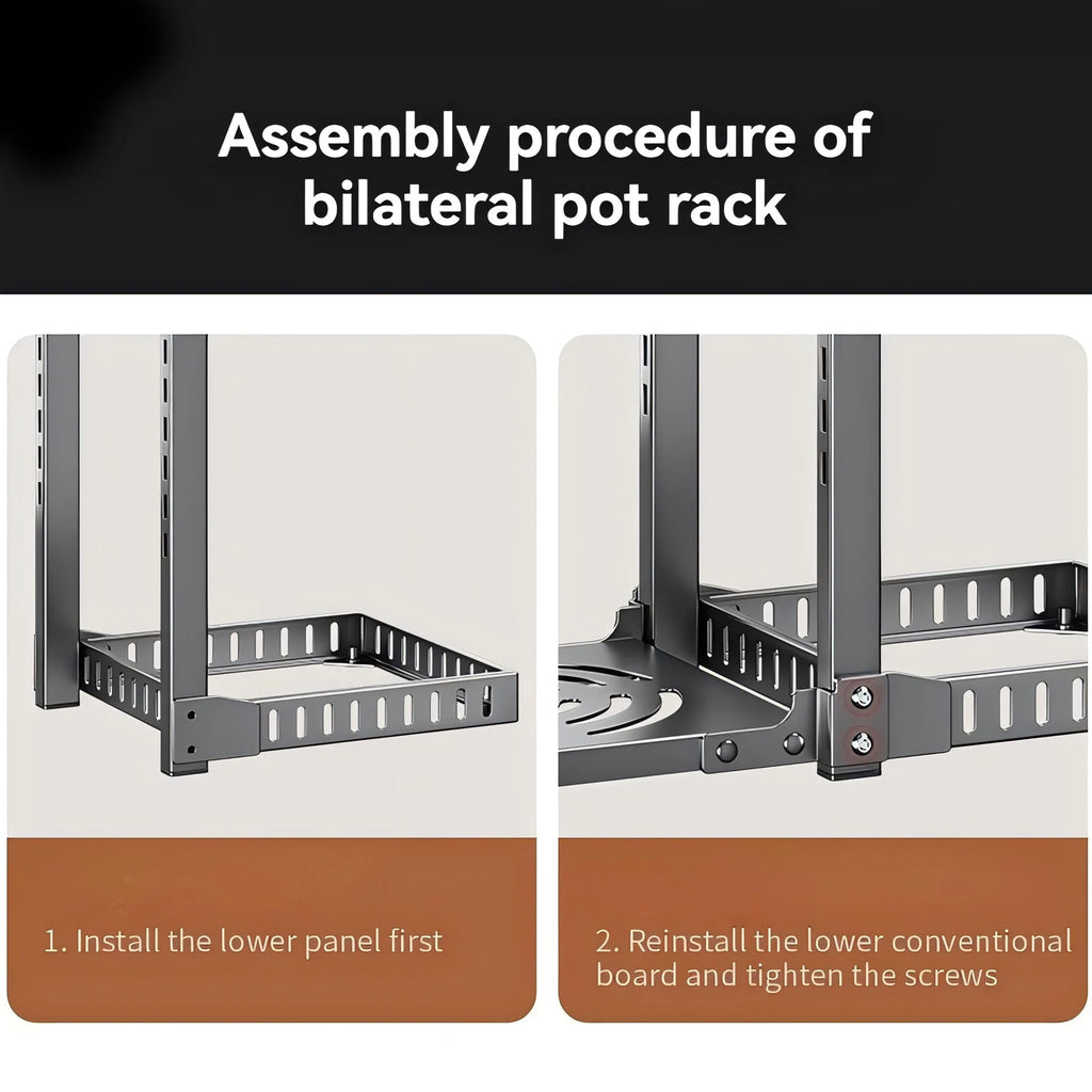Adjustable Height Layer Stainless Steel Kitchen Storage Rack, Black