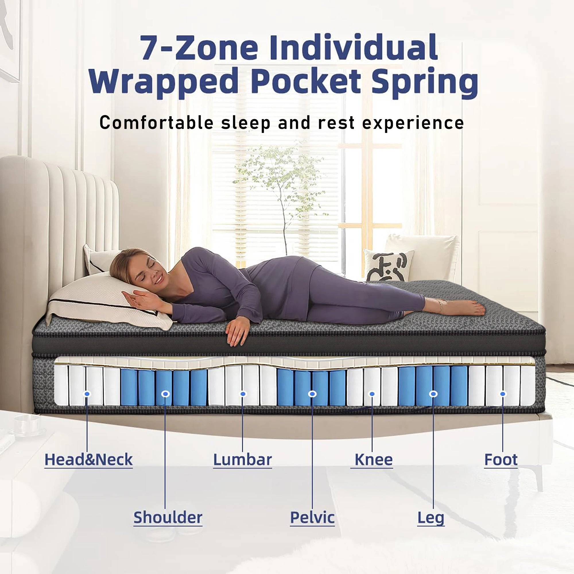 Queen Size Mattress 12/14inch Memory Foam Pocket Spring Boxed Mattress. Medium Firmness and Motion Isolation. Available in Twin, Full. Queen. King Size