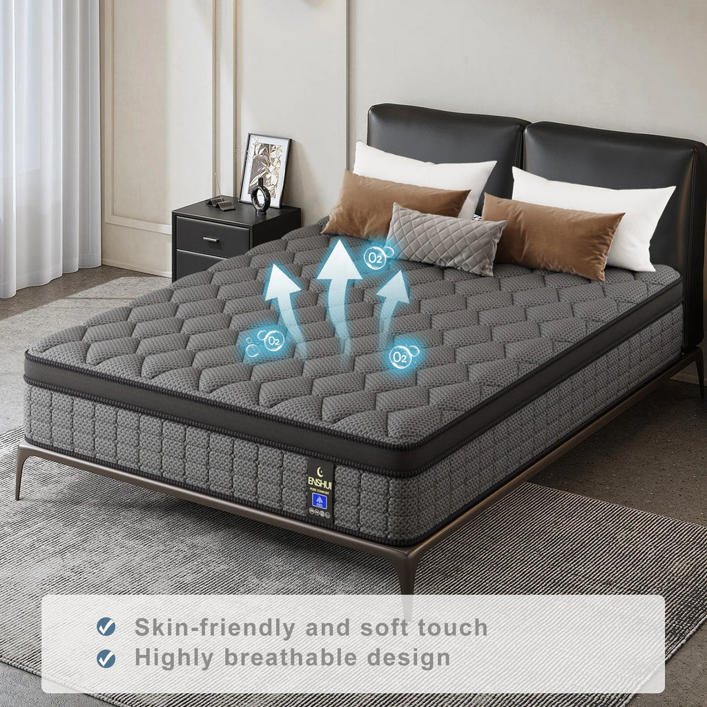 12"14" Euro Top Gel Memory Foam Hybrid Mattress In A Box Twin Full Queen King Medium Firm with Motion Isolation