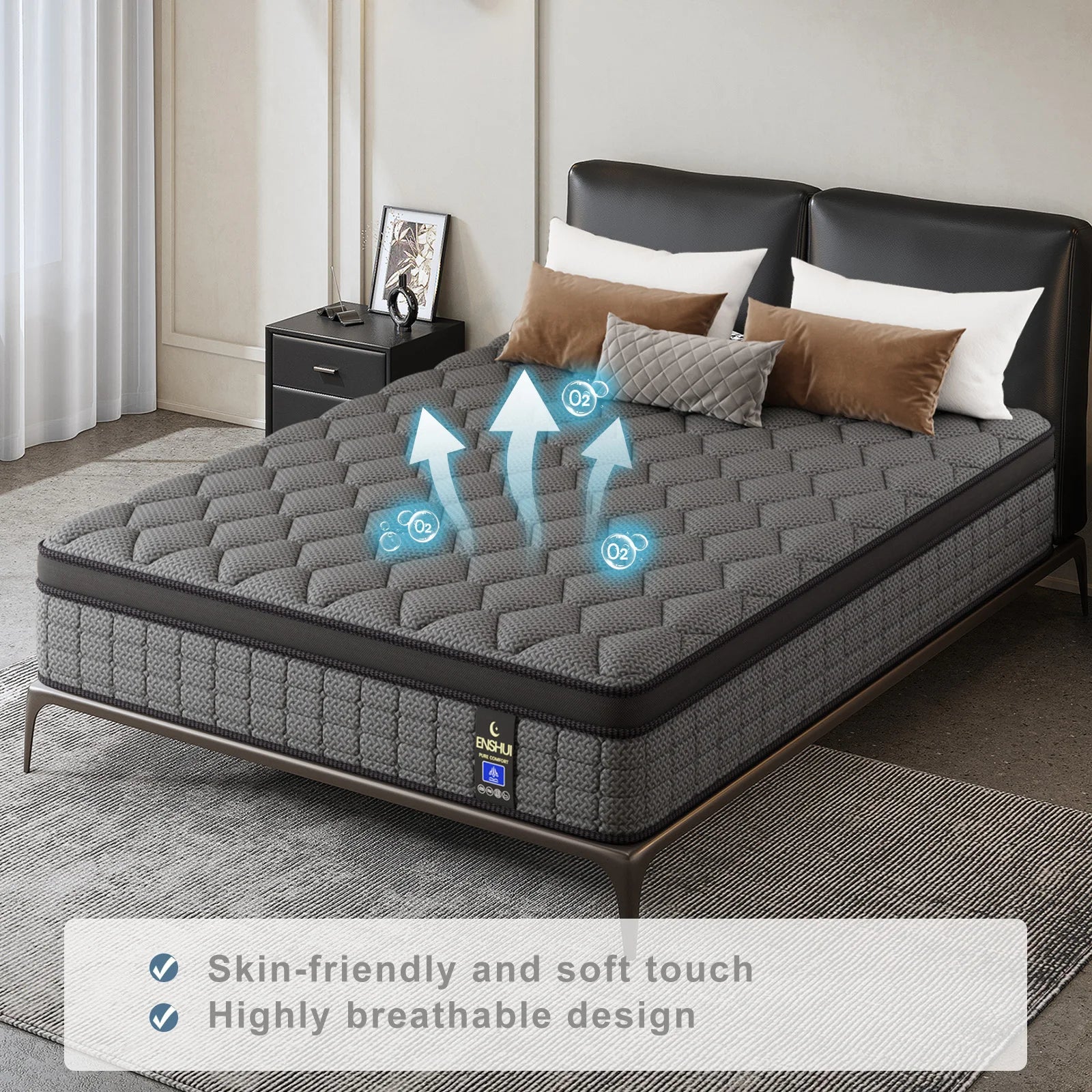 12"14" Euro Top Gel Memory Foam Hybrid Mattress In A Box Twin Full Queen King Medium Firm with Motion Isolation