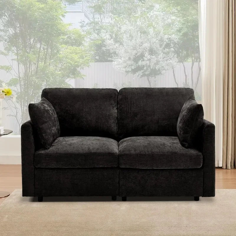 Iroomy  Modern Chenille 4 Setter Sectional, L Shaped Convertible Sofa with Ottoman