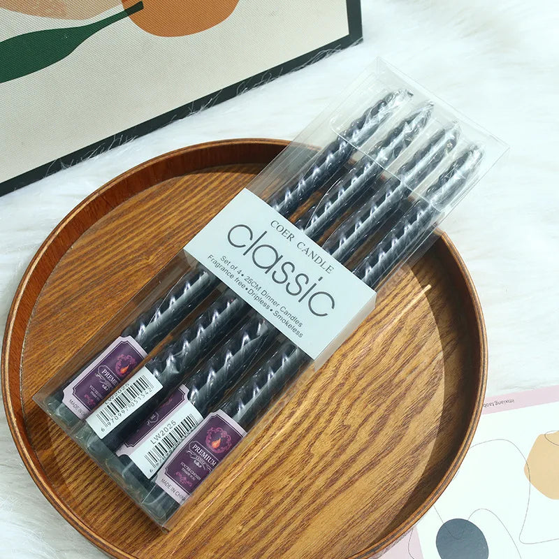 4pk per box - European long-pole spiral candles, 25cm spiral candles