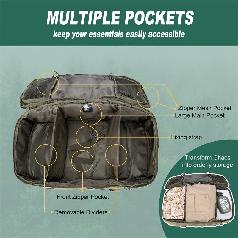 LQARMY 30L 45L 80L Outdoor Mountaineering Tactical Backpack or Large Duffel Bag