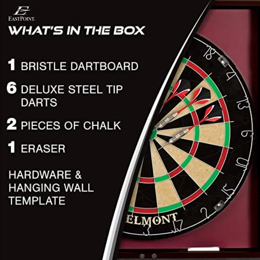 Dart Board Cabinet with 6 Deluxe Steel Tip Darts