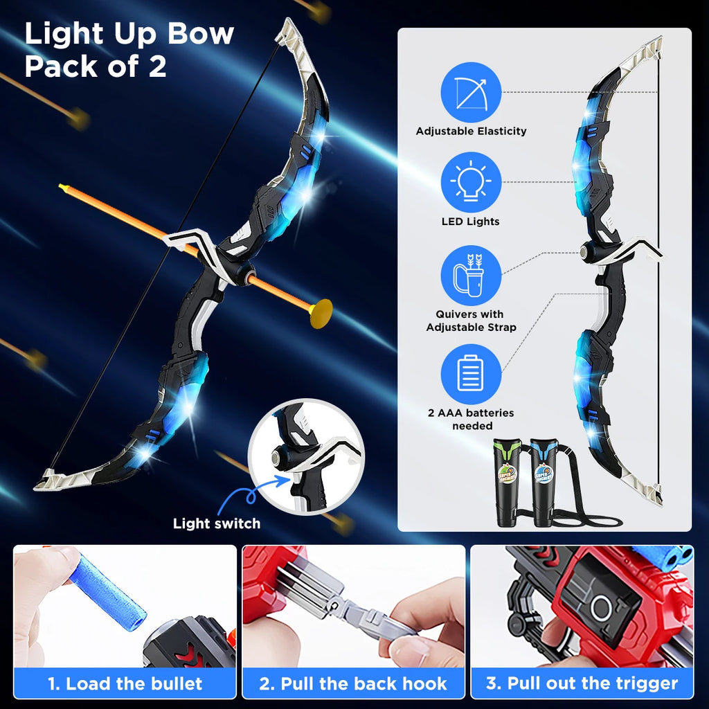 VATOS 2X Bow& Arrow , Guns, and Night Light Archery Stand Target Board for Indoor Outdoor Play