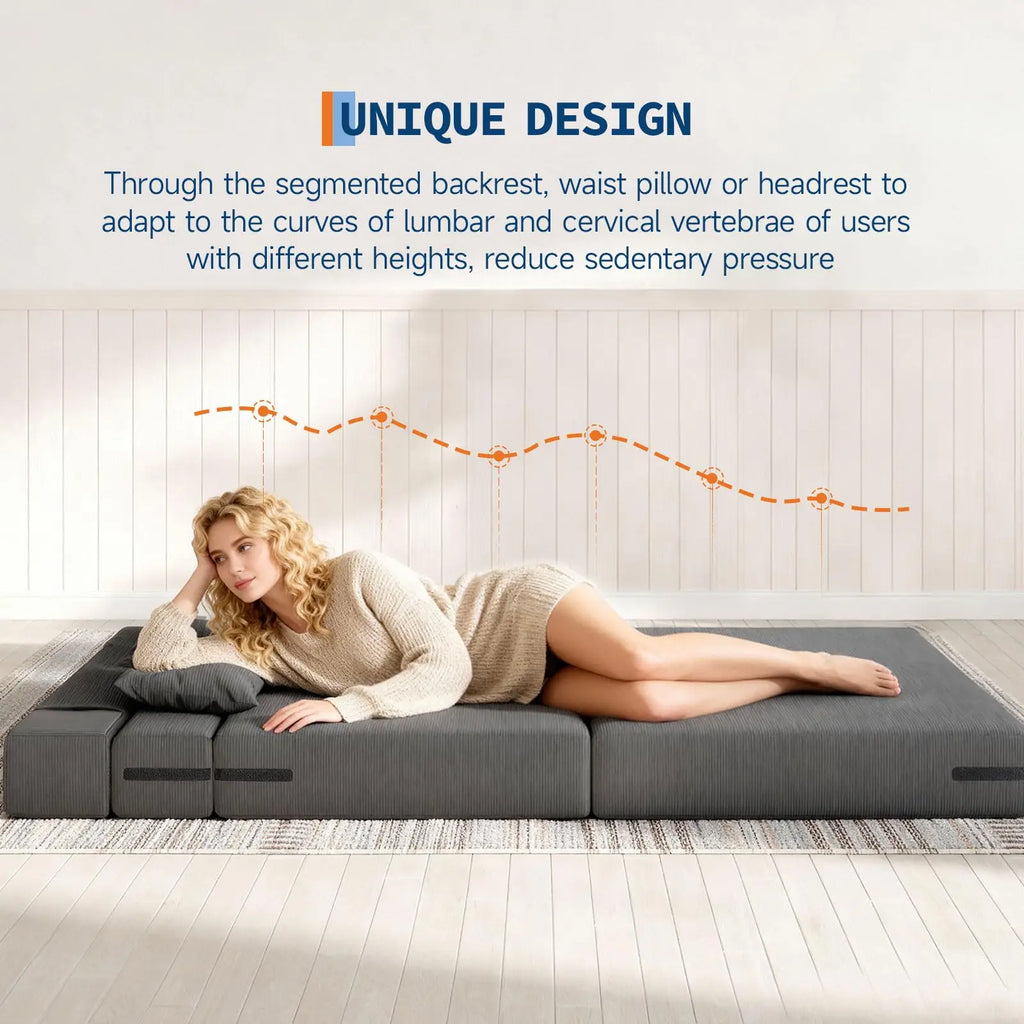 4-in-1 Folding Corduroy Sofa Bed with Pillow