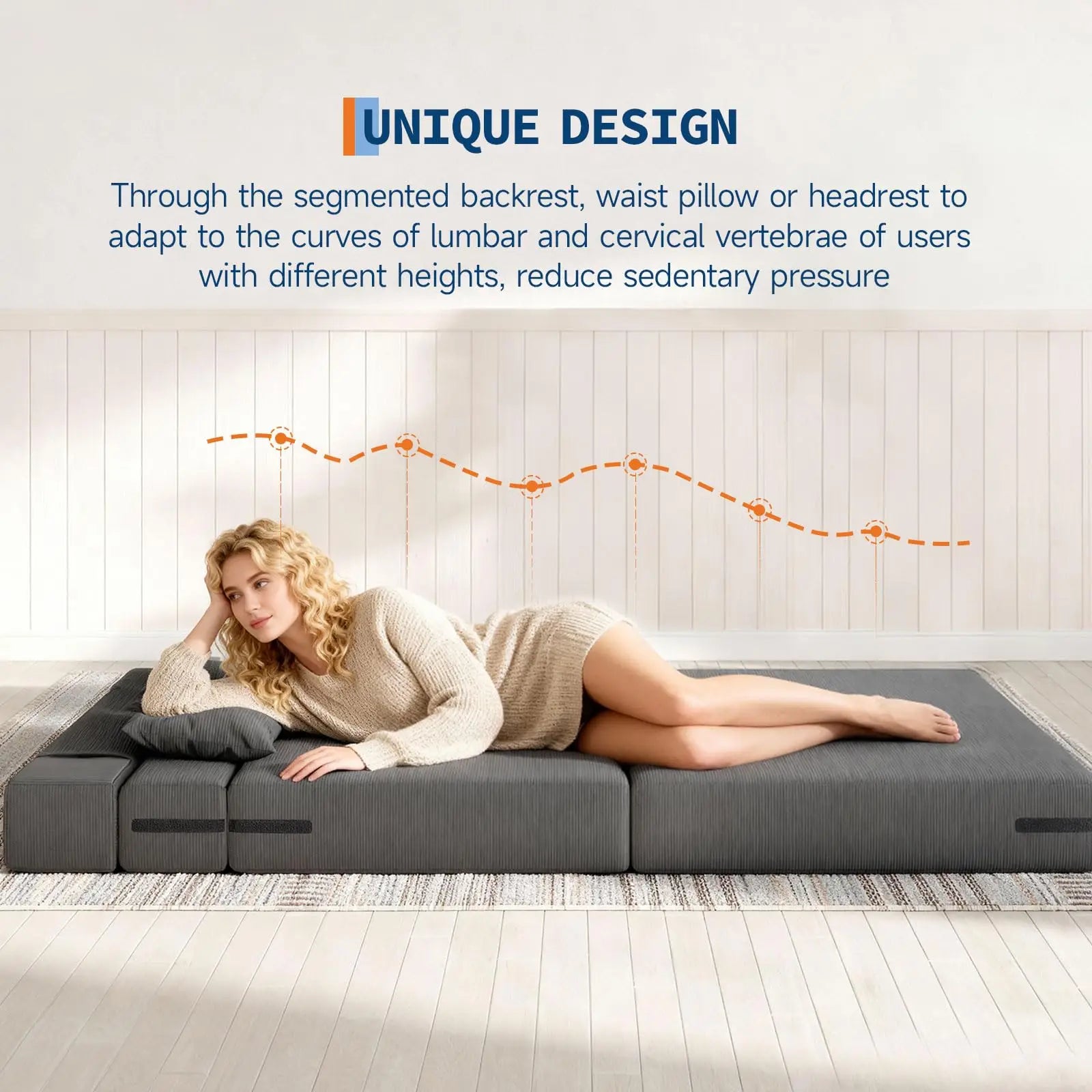 4-in-1 Folding Corduroy Sofa Bed with Pillow