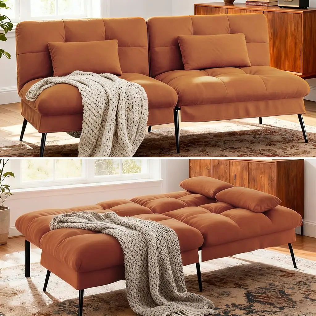 COMHOMA Convertible Futon Sofa Bed with Adjustable Backrest  Folding Sleeper