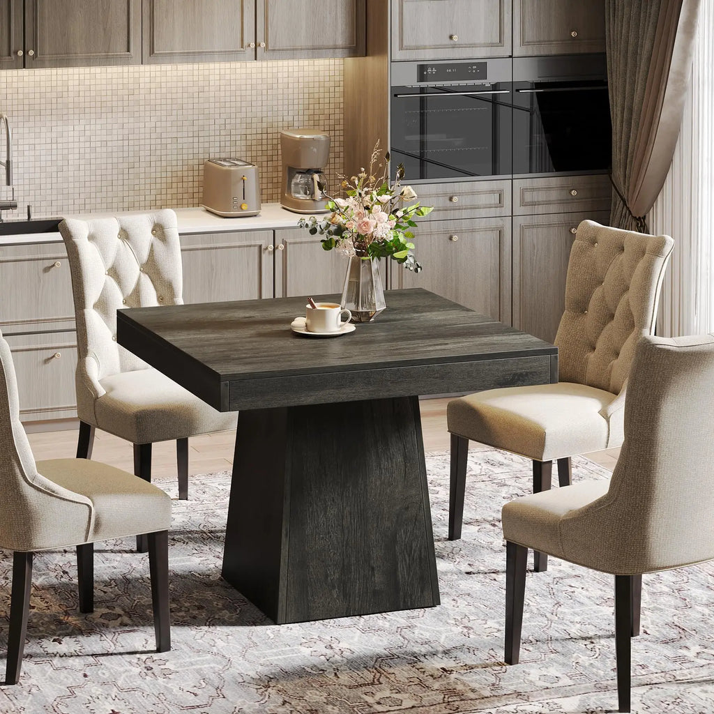 Tribesigns Square Dining Table for 4 with Sturdy Pedestal Base