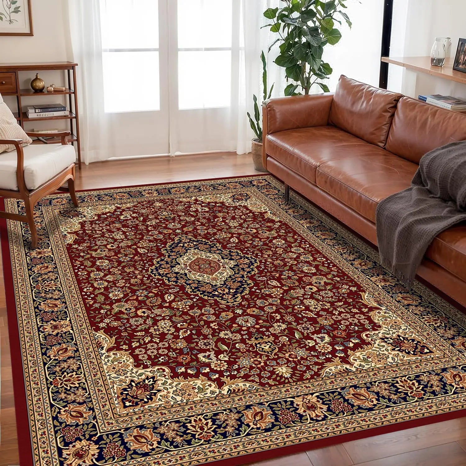 VIKAMA Bohemian Vintage Rug - Stain-Resistant and Easy-Care Floor Mat