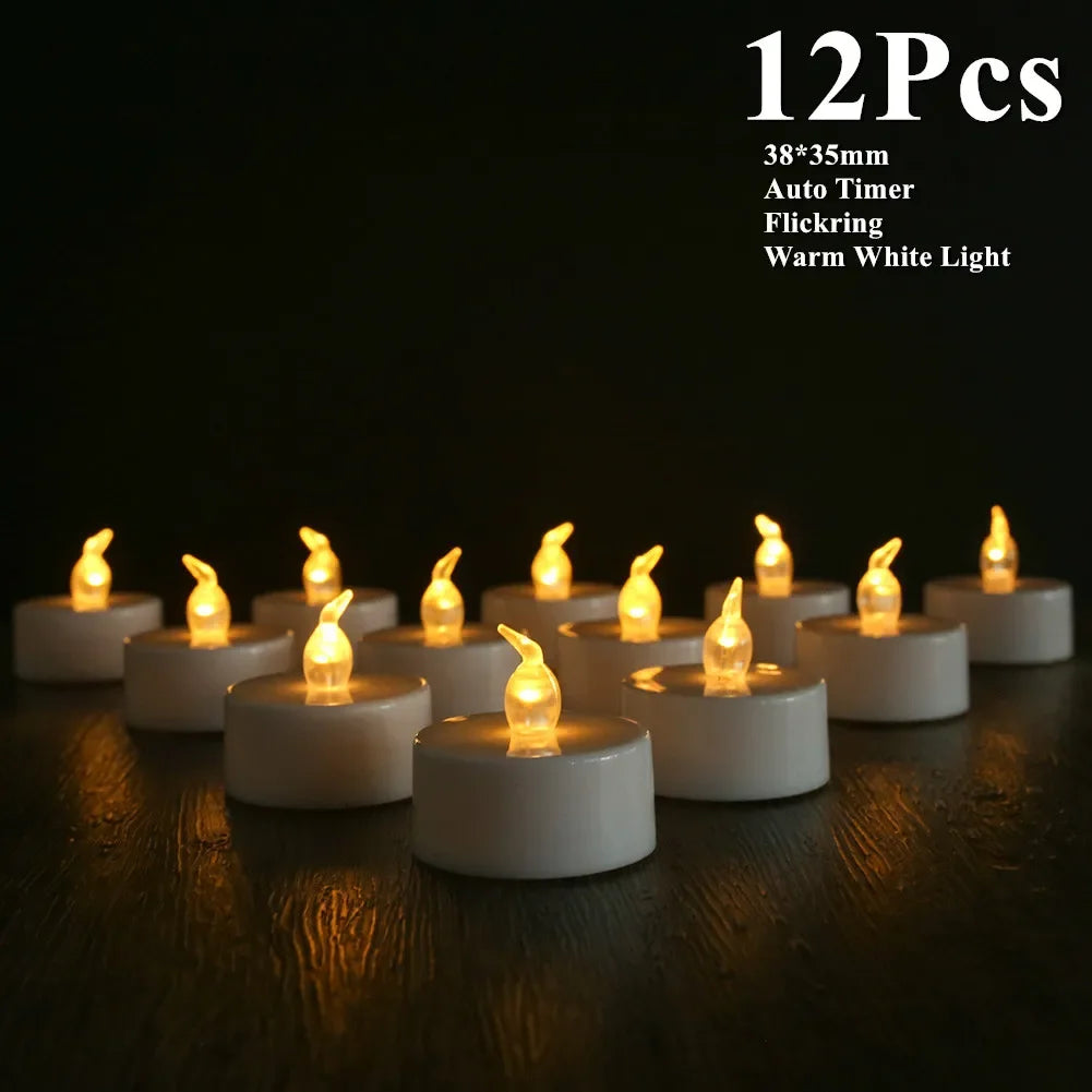 LED Tea Lights Candles Realistic Flickering Battery Operated
