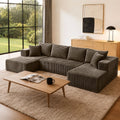 132in Modular U-Shaped Sectional Sofa with Double Chaise Lounges, 8-Piece Corduroy Oversized Pit Couch, Seats 6