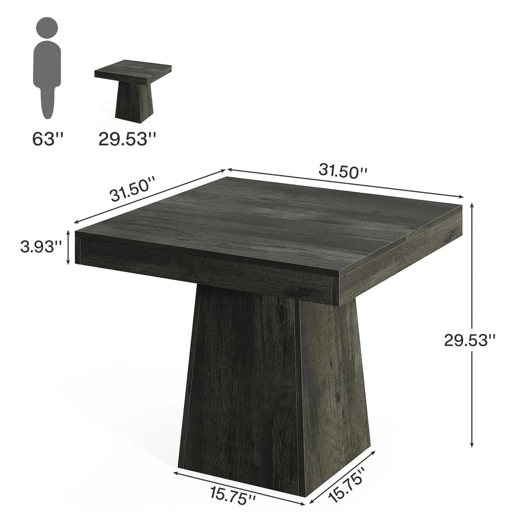 Tribesigns Square Dining Table for 4 with Sturdy Pedestal Base