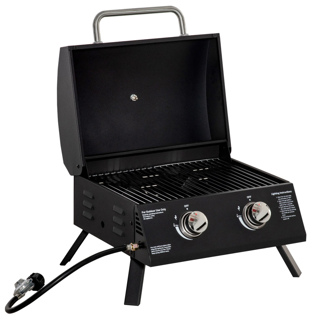 Outsunny 2 Burner Propane Gas Grill Portable with Foldable Legs