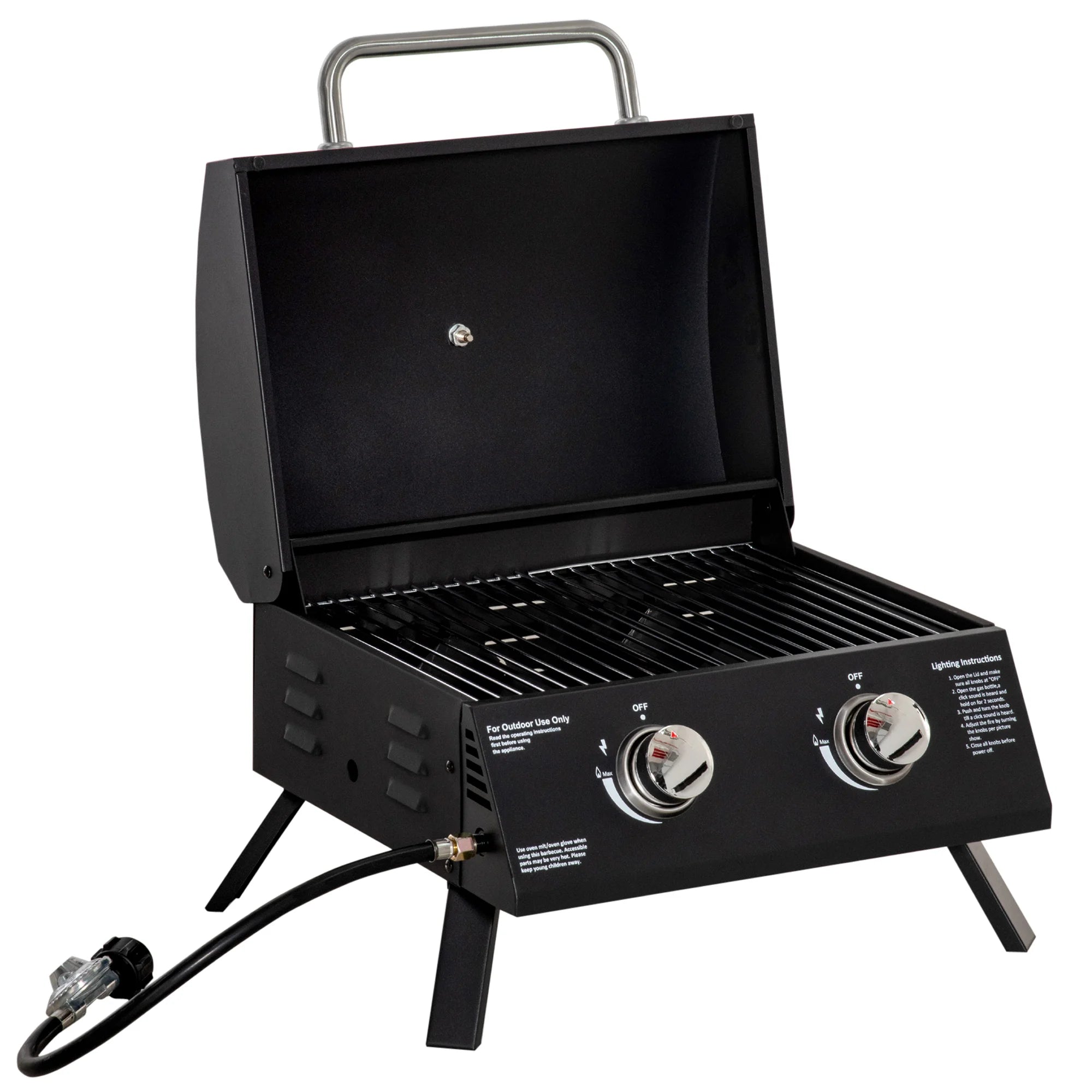 Outsunny 2 Burner Propane Gas Grill Portable with Foldable Legs