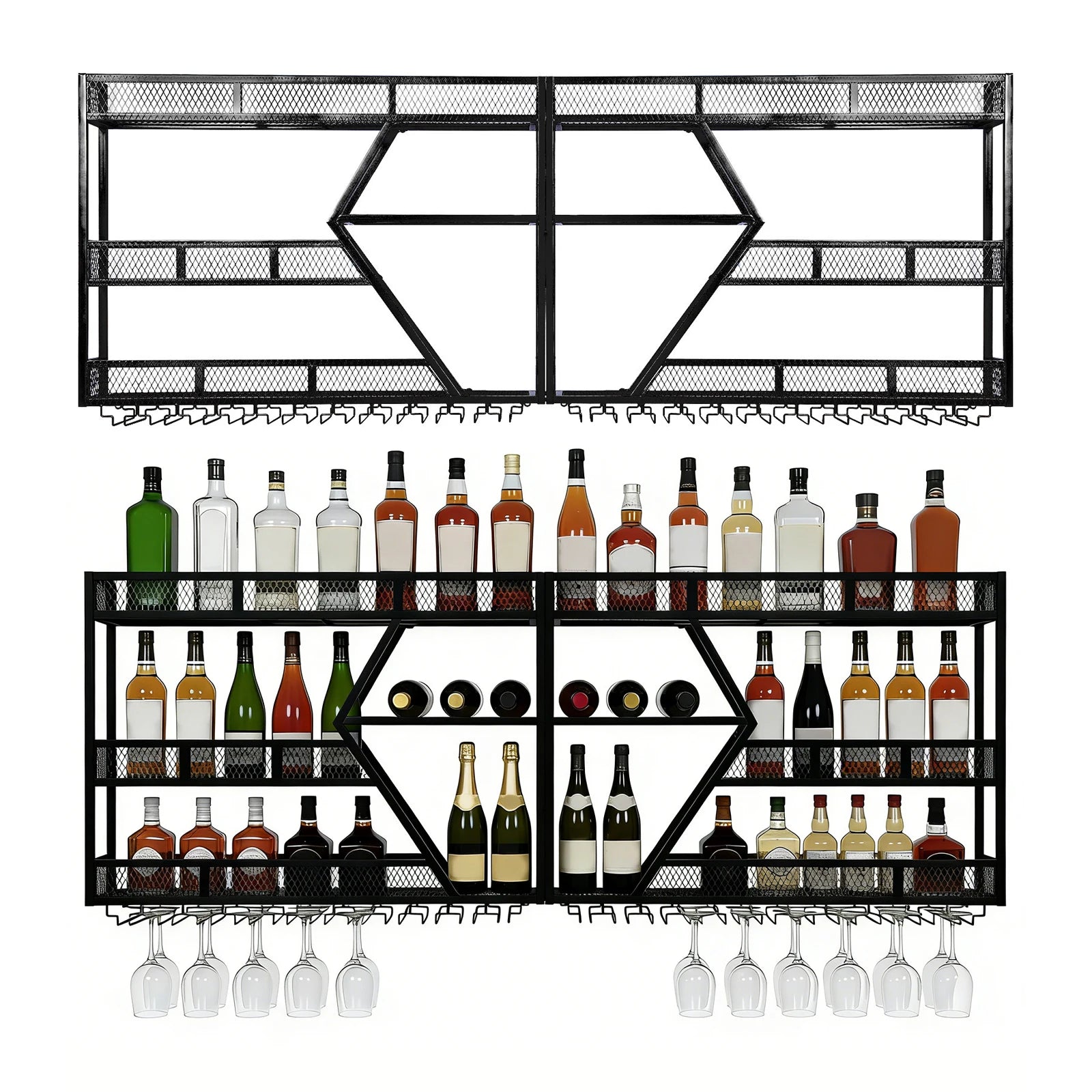 3/4 Tier Wall Mounted Wine Storage Rack Display