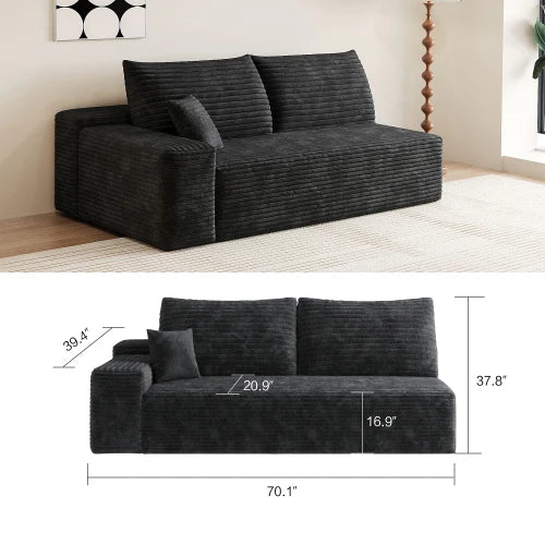 Plush Corduroy U-Shaped Sectional Sofa
