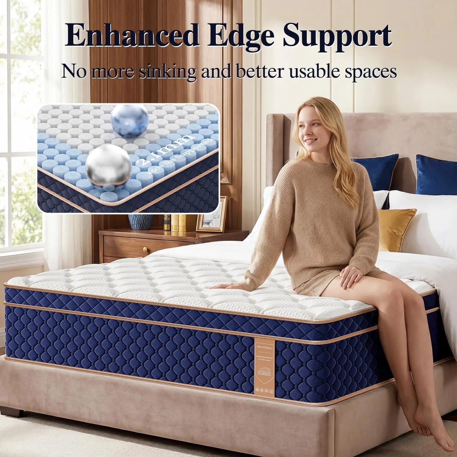 12"14"16" Hybrid Gel Memory Foam Mattress in a Box Medium Firm Motion Isolation
