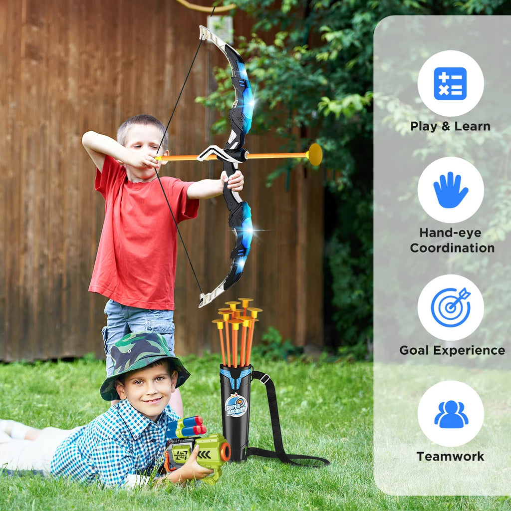 VATOS 2X Bow& Arrow , Guns, and Night Light Archery Stand Target Board for Indoor Outdoor Play