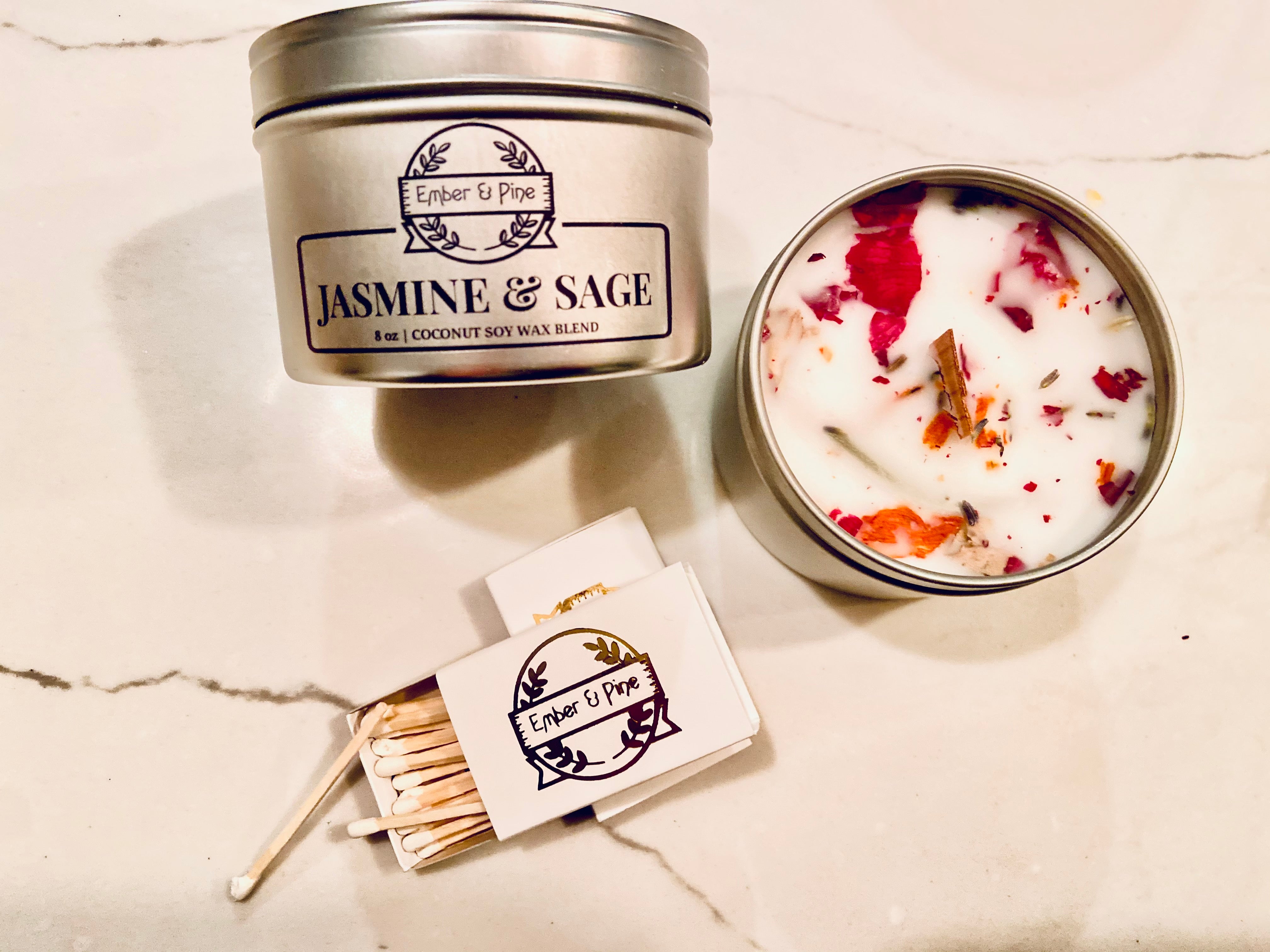 Jasmine & Sage Soy Candle - Ember and Pine Co.